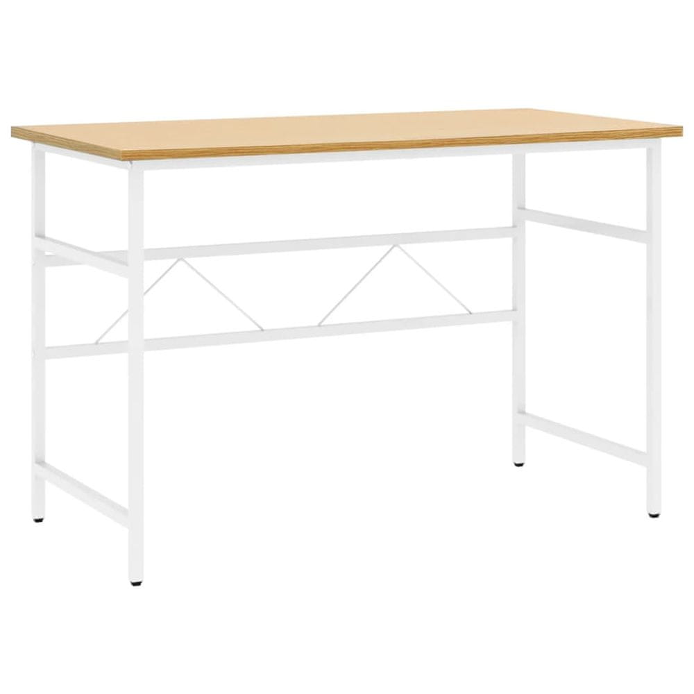Vidaxl Počítačový stôl biely a svetlý dub 105x55x72 cm MDF a kov
